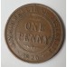 AUSTRALIA 1920 . ONE 1 PENNY . VARIETY . DOUBLE DOT . 6 PEARLS